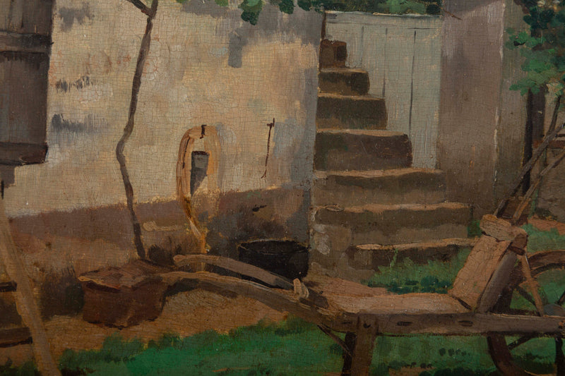 Rustic Retreat: Painting of a French Farmyard