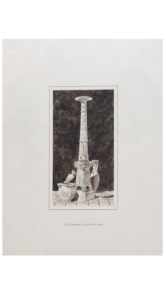 Joseph Jean Pascal Gay Watercolor Still Life with Column