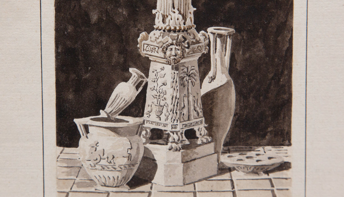 Joseph Jean Pascal Gay Watercolor Still Life with Column