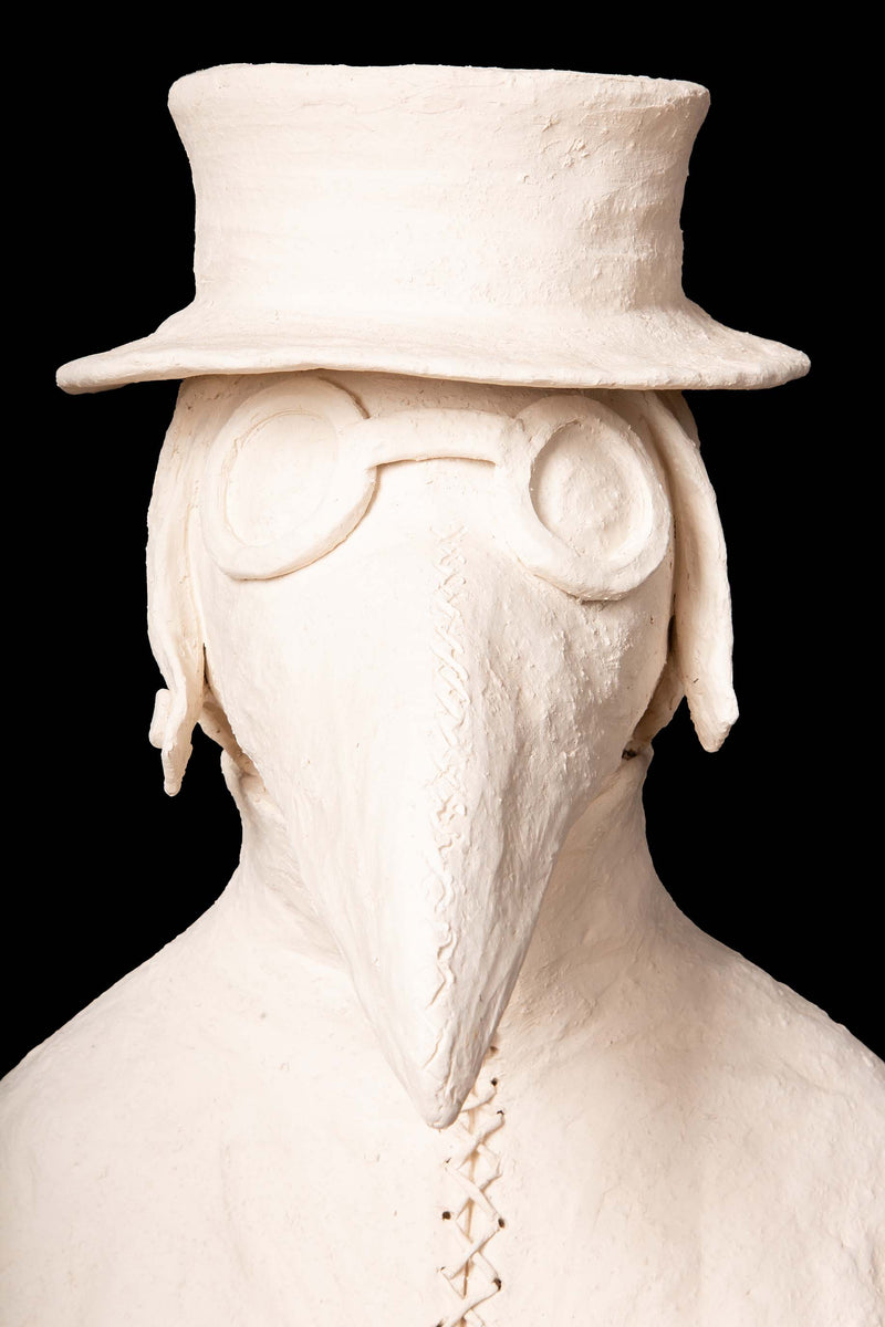 Anthropomorphic Terracotta Dog wearing a Plague Doctor Mask