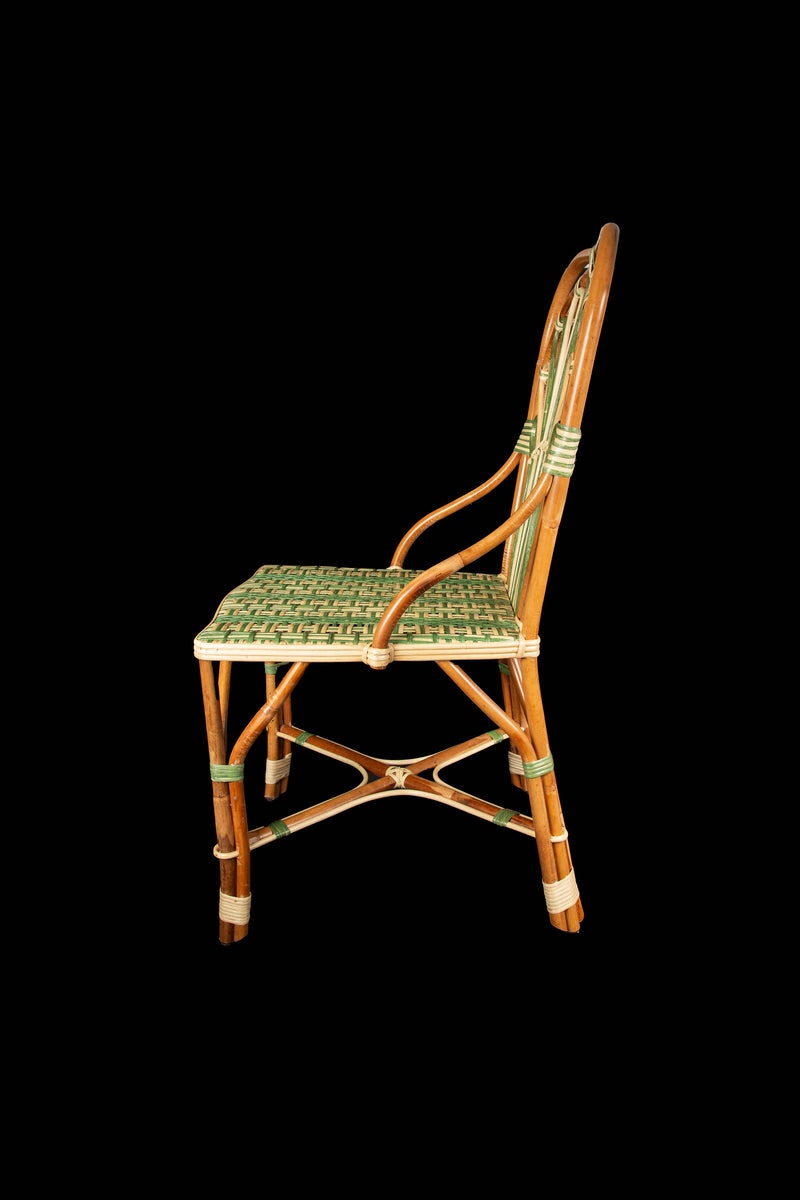 Green Peacock Rattan Side Chair by Creel and Gow