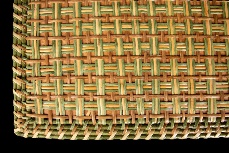 Green and Tan Rattan Square Side Table by Creel and Gow | Pre-Order