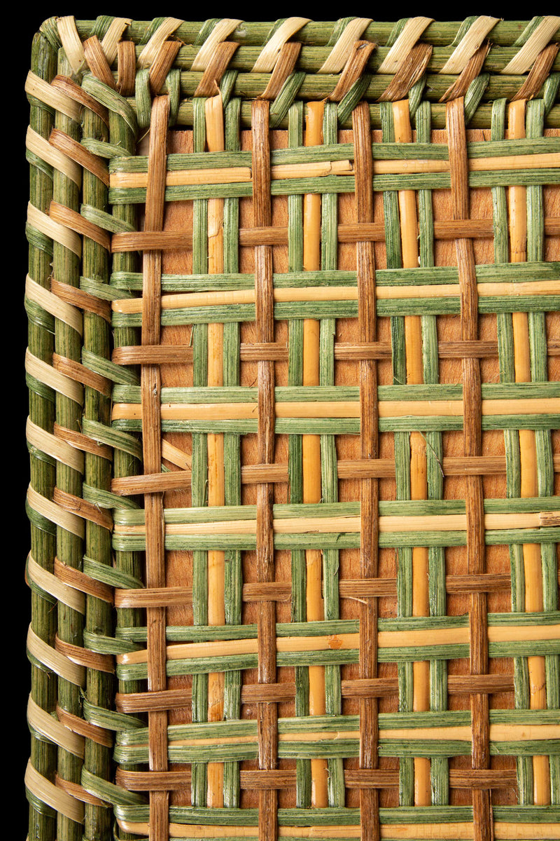 Green and Tan Rattan Square Side Table by Creel and Gow | Pre-Order