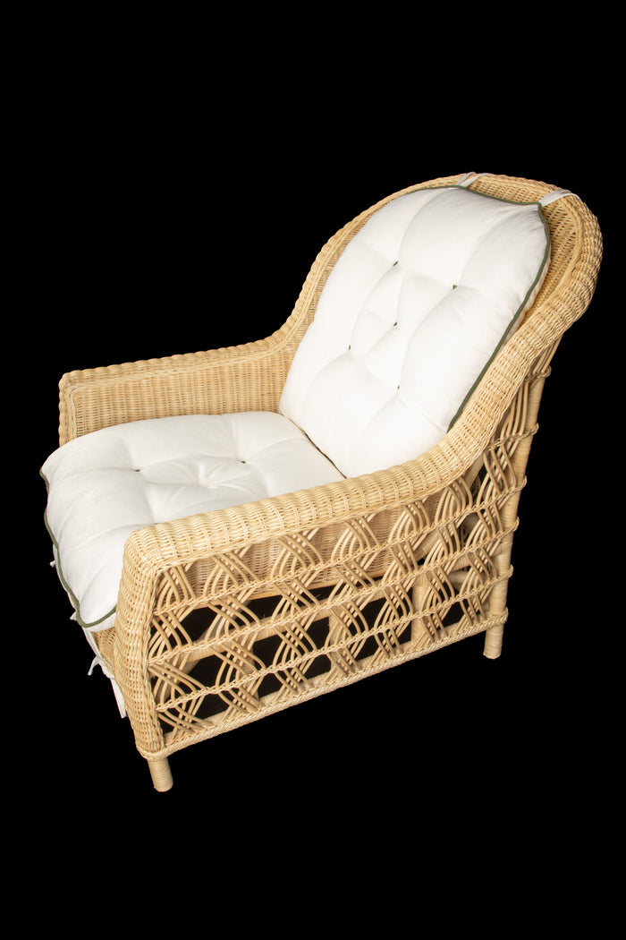 The Dana Wicker Scoop Chair by Creel and Gow