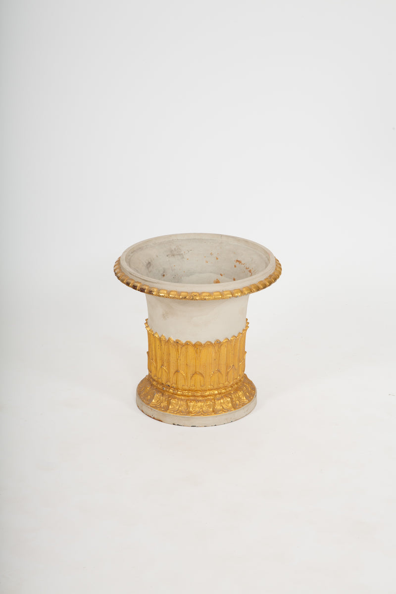 Pair of Late 18th Century French Cast Iron Planters w/ Gilt Acanthus Decoration