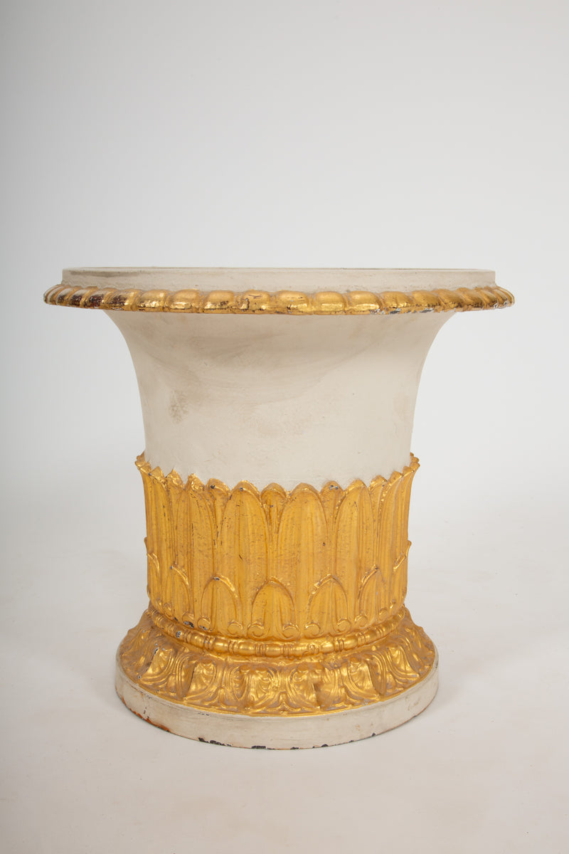 Pair of Late 18th Century French Cast Iron Planters w/ Gilt Acanthus Decoration