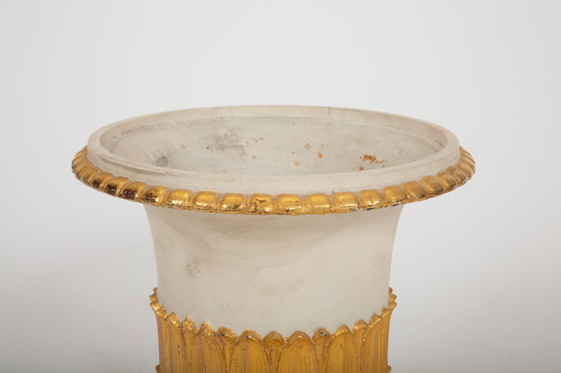 Pair of Late 18th Century French Cast Iron Planters w/ Gilt Acanthus Decoration