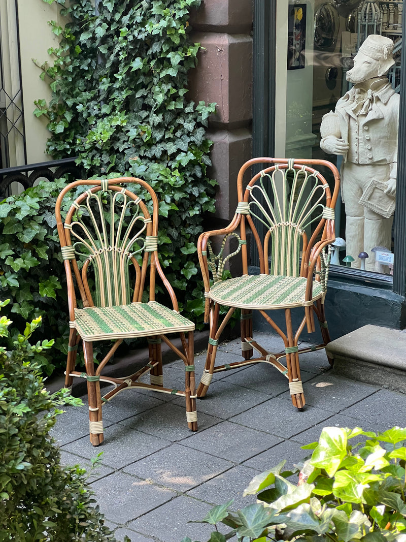 Green Peacock Rattan Side Chair by Creel and Gow