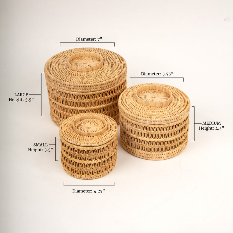 Knotted Rattan Boxes