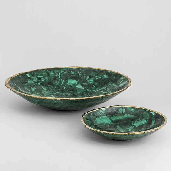 Malachite Dish w/ Brass Rim 4½"- 6"