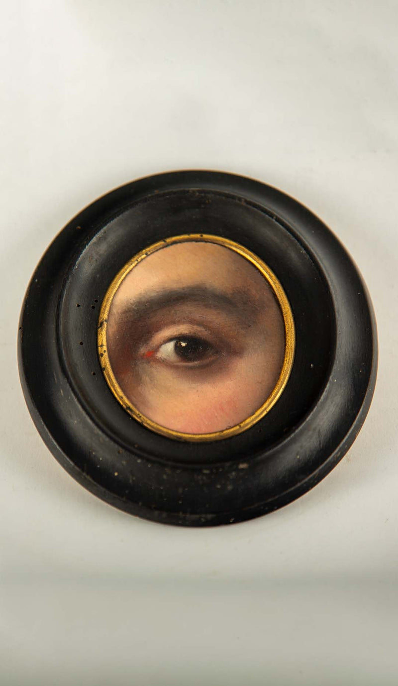 19th-Century Lover's Eye Fragment in an Ebonized Frame