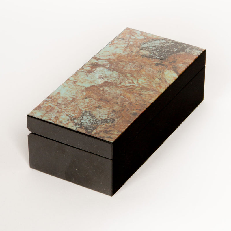 Handcrafted Chrysocolla & Black Onyx Hinged Keepsake Box
