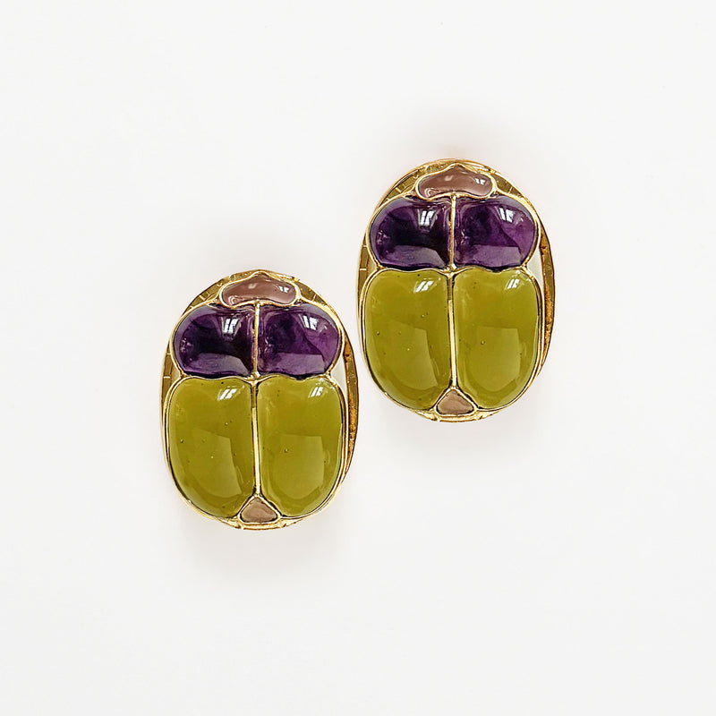 Loulou De La Falaise Egyptian Scarab Earring, Absinthe