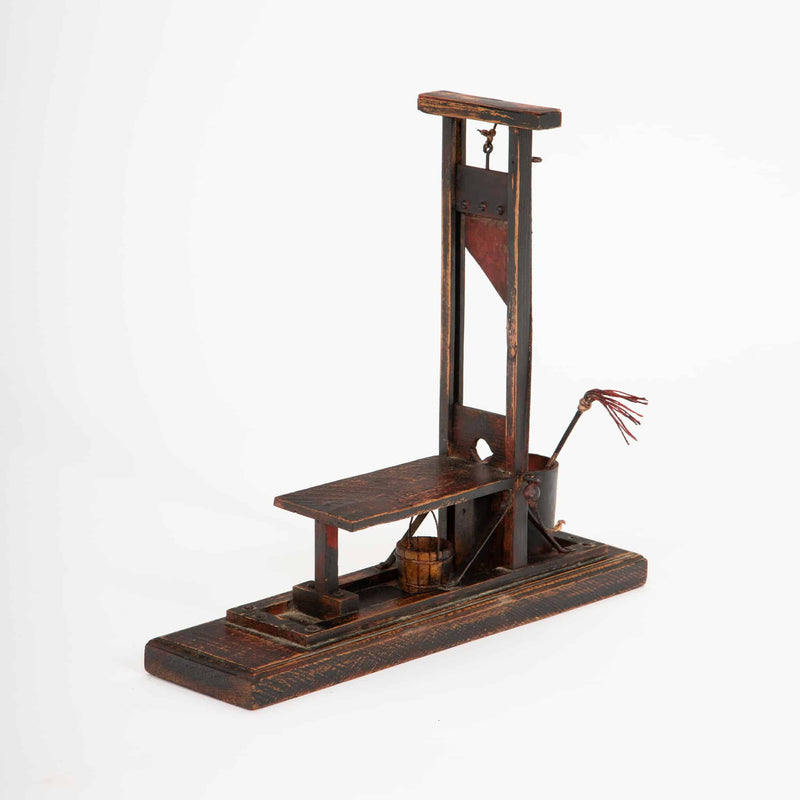 Revolution Reduced: 19th C Model of a Guillotine w/ Buckets and a Mop