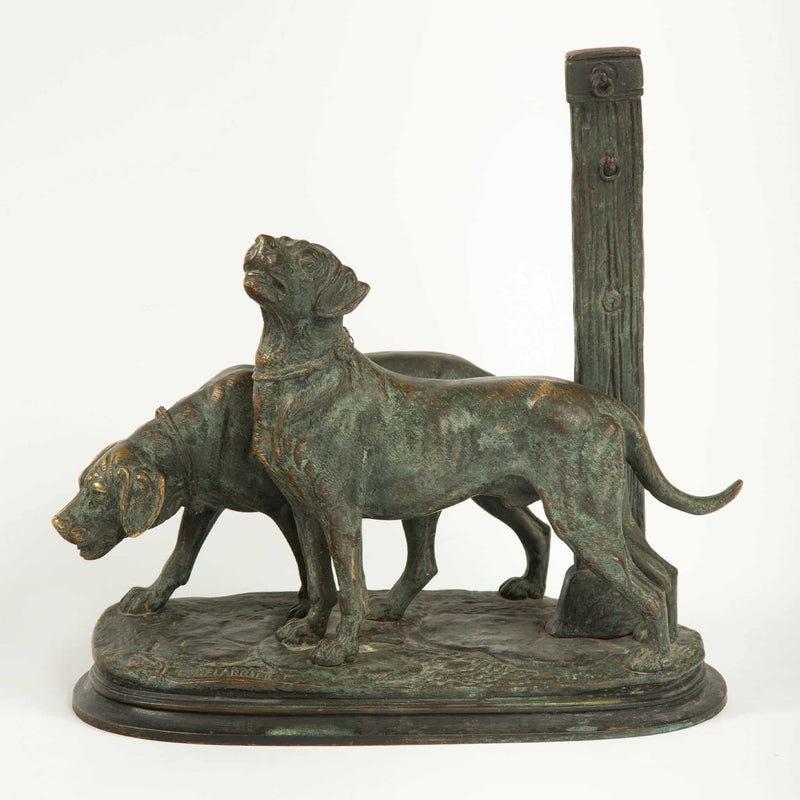 Paul-Édouard Delabrièrre, Bronze Group of Two Hounds, French Animalier, 19th C.