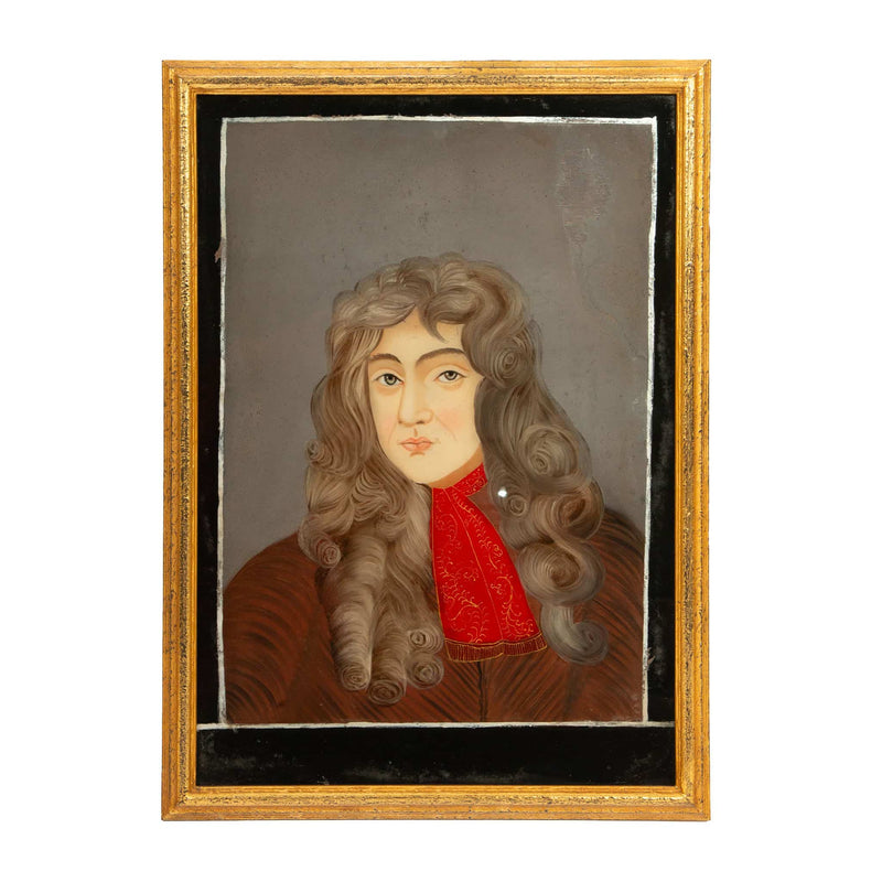 Anglo-Indian School: Églomisé Portrait, 19th Century