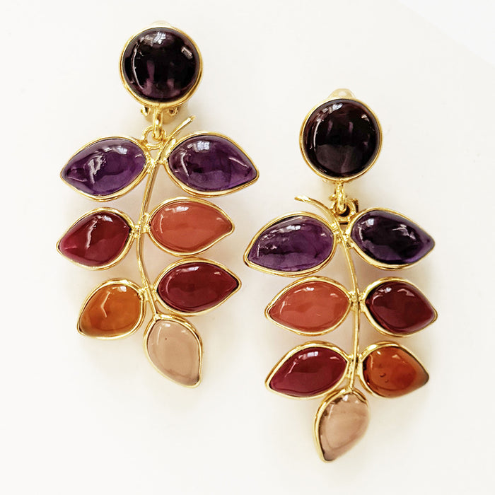 Loulou De La Falaise Ombre Leaf Clip Earrings, Red