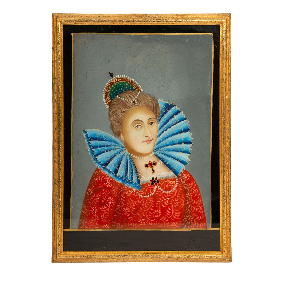 Anglo-Indian School: Églomisé Portrait, 19th Century