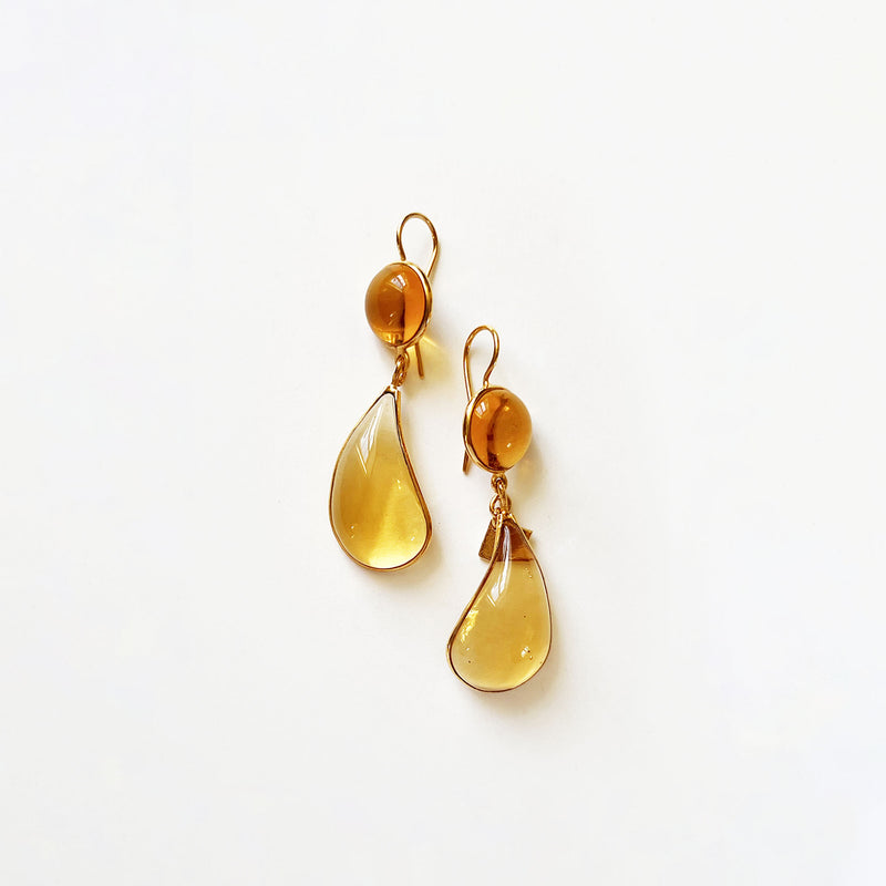 Loulou De La Falaise Bi-Color Teardrop Earrings, Sunflower/Honey