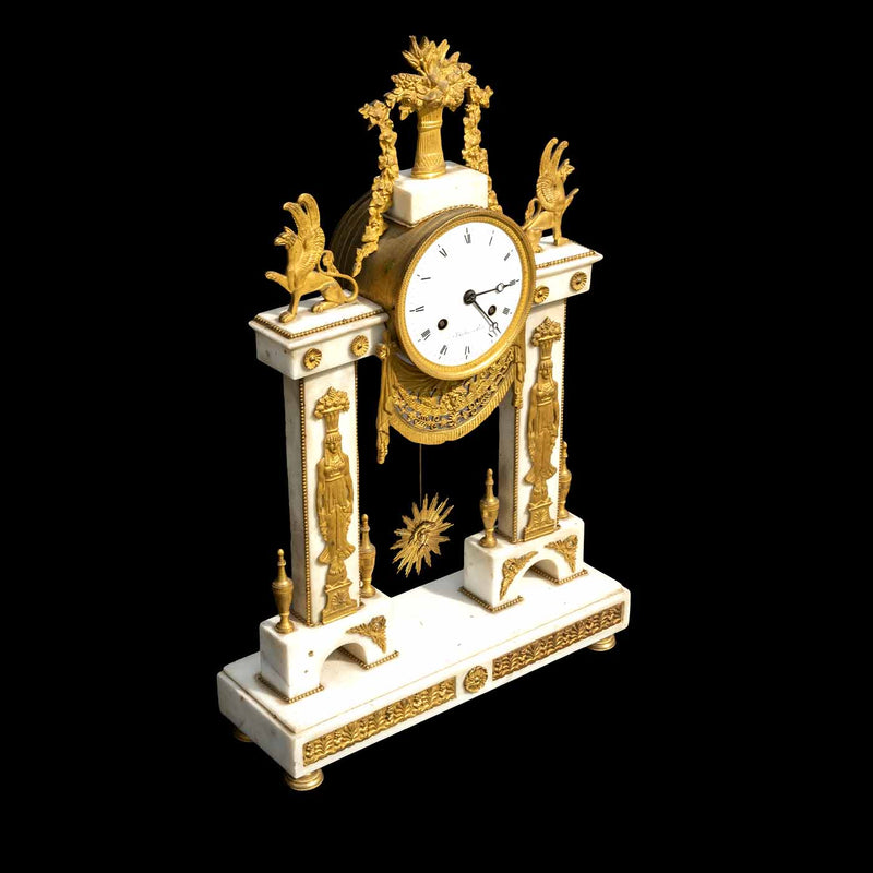 Bronze and Marble Mantel Clock