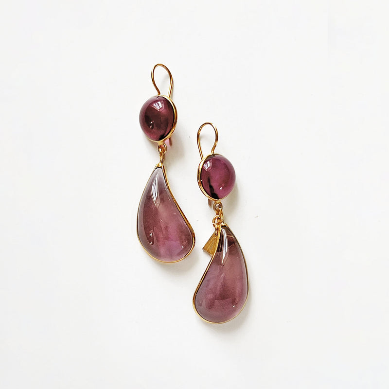 Loulou De La Falaise Bi-Color Teardrop Earrings, Rose/Lilac
