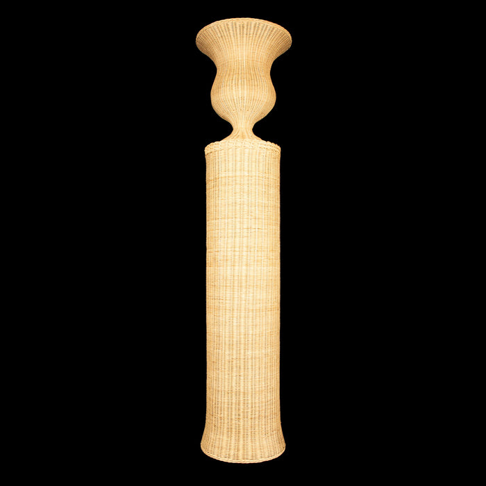 Tall Chantilly Rattan Urn on Pedestal by Creel and Gow 74.75"H