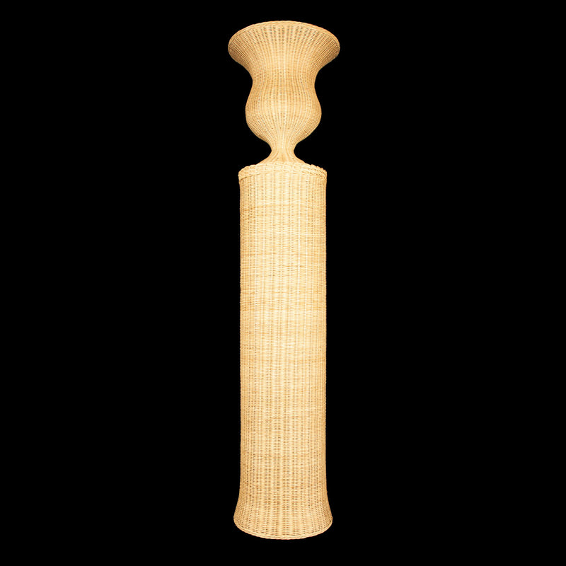 Tall Chantilly Rattan Urn on Pedestal by Creel and Gow 74.75"H