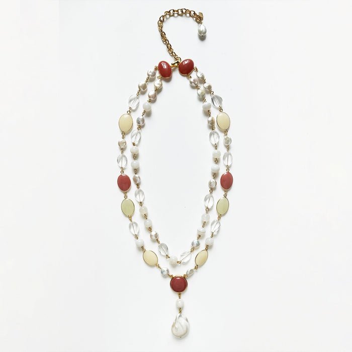 Loulou De La Falaise Two Row Long Pebble Necklace, Agate