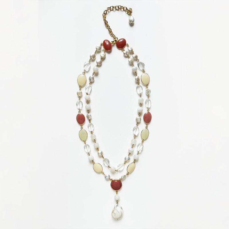 Loulou De La Falaise Two Row Long Pebble Necklace, Agate