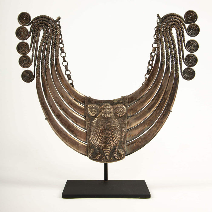 Symbols of Strength: Miao Minority Tribe Pectoral Necklace with Mythic Plaque
