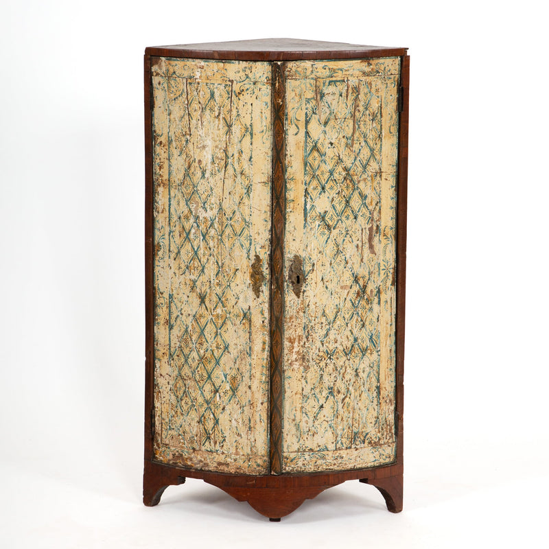 Where Walls Meet: 19th C Corner Cabinet w/ Painted Doors