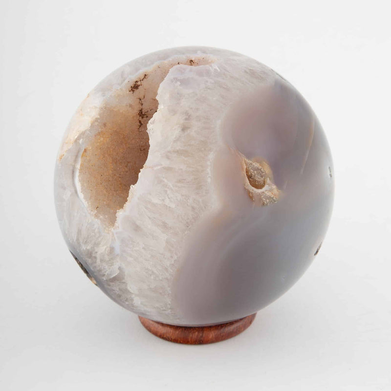 Agate Rock Crystal Geode, 4"