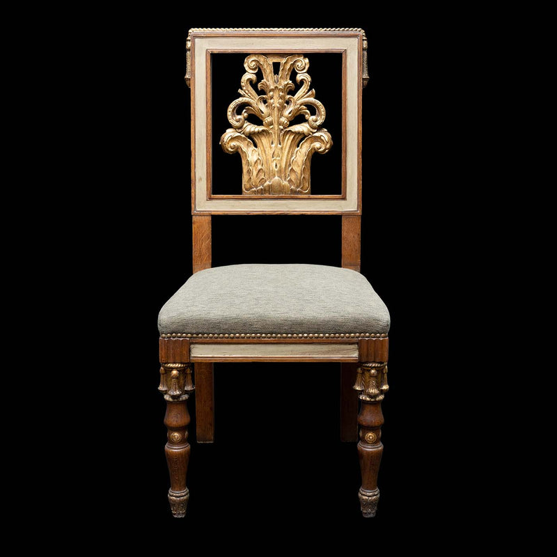 Set of Six Gilded Oak Dining Chairs