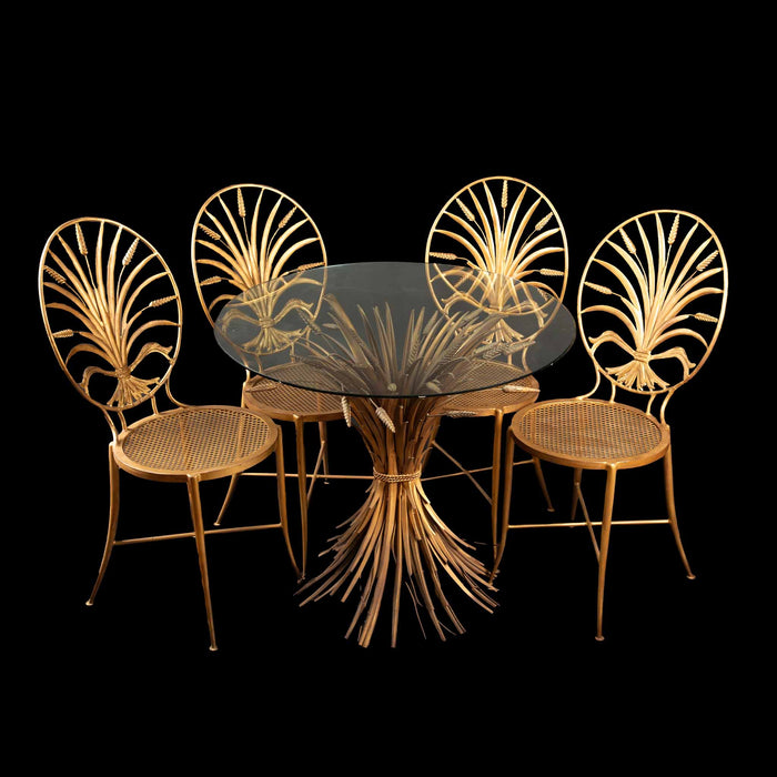 1960s Italian Wheat Back Chairs with Original Bistro Table by S. Salvadori