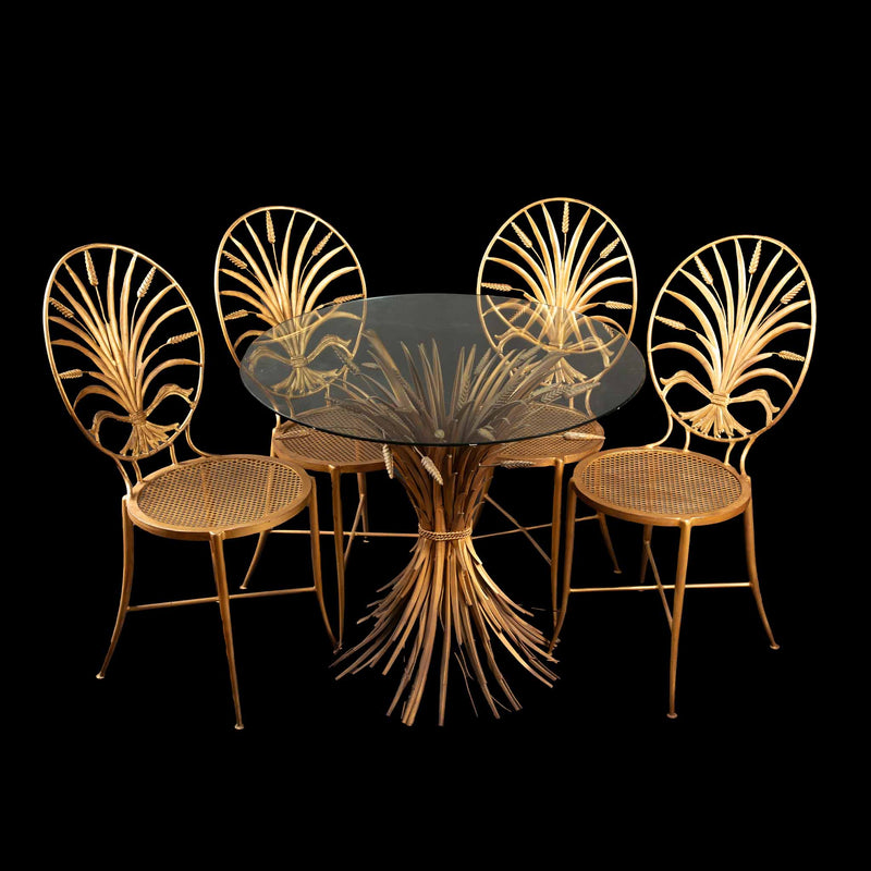 1960s Italian Wheat Back Chairs with Original Bistro Table by S. Salvadori