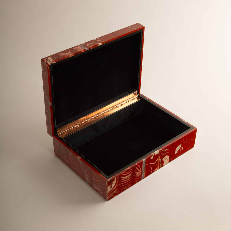 Exquisite Large Red Jasper Decorative Box, Made in India