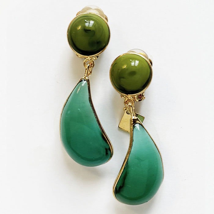 Lou lou De La Falaise Bi-Color Teardrop Clip Earrings, Ivy