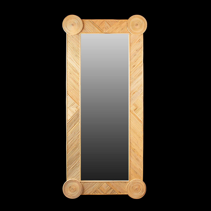 Tall Pencil Reed Rattan Geometric Wall Mirror by Creel and Gow 58.5"H