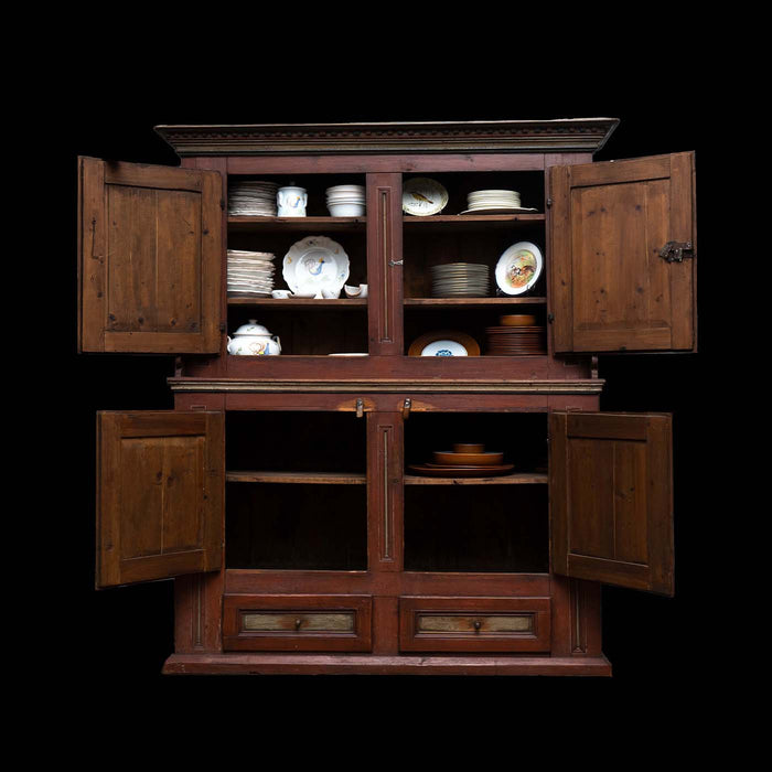 1831 Scandinavian Step-Back Pine Cupboard