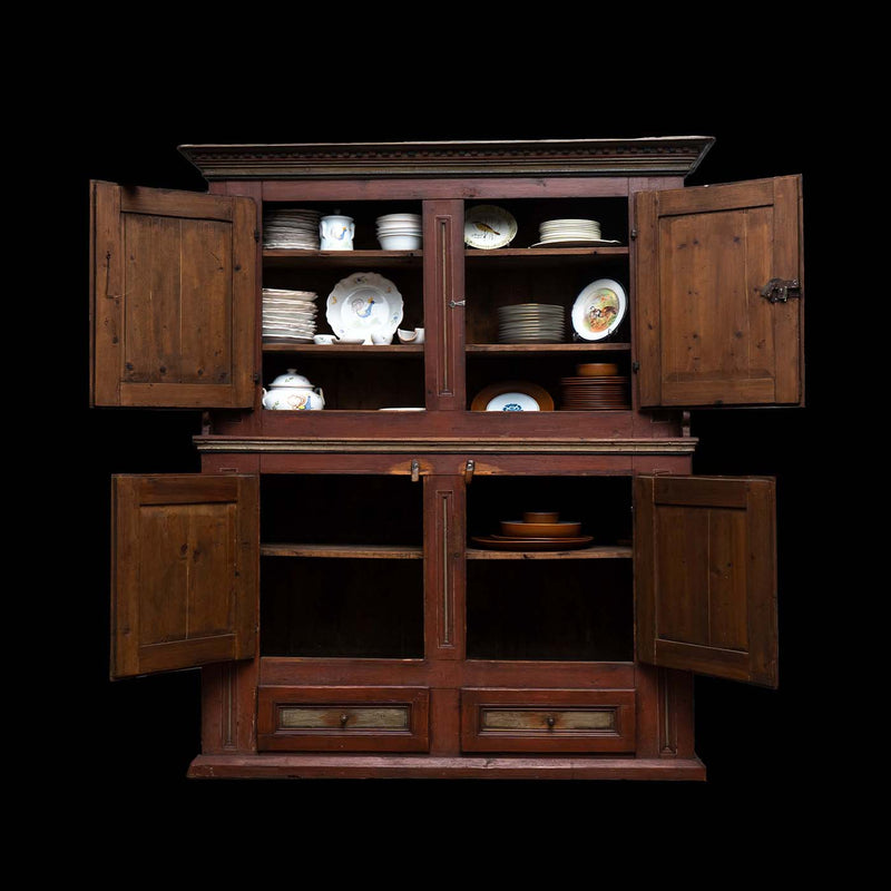 1831 Scandinavian Step-Back Pine Cupboard
