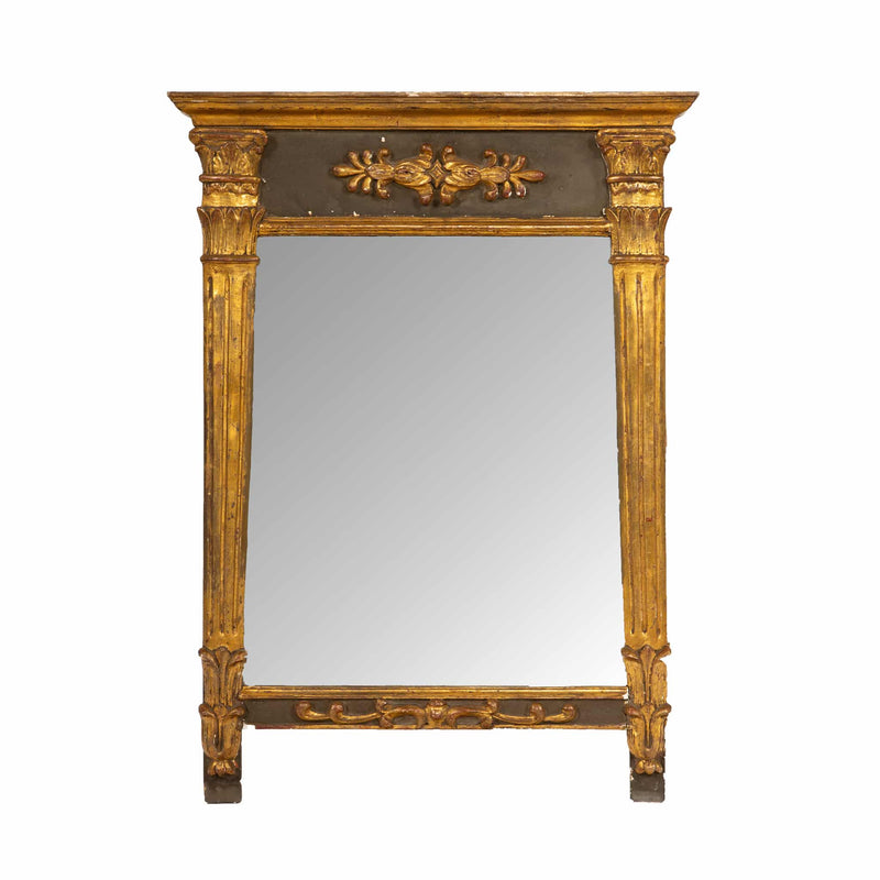 Gilded Reflections: French Empire Giltwood Mirror with Classical Relief