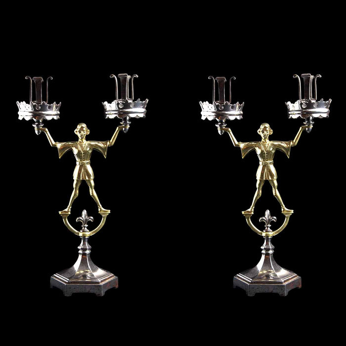 Gothic Style Metal Candlestick Pair