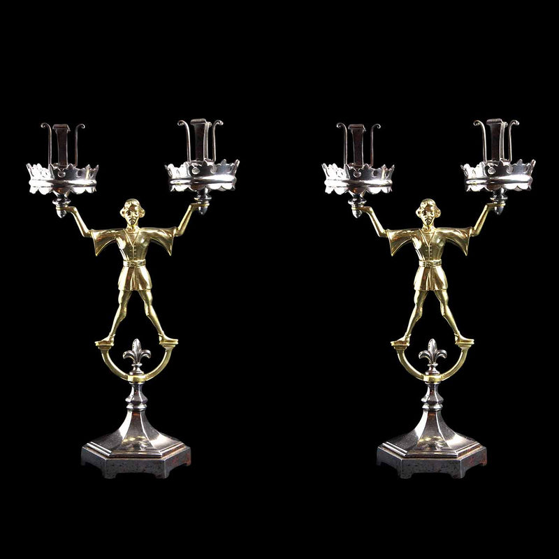 Gothic Style Metal Candlestick Pair