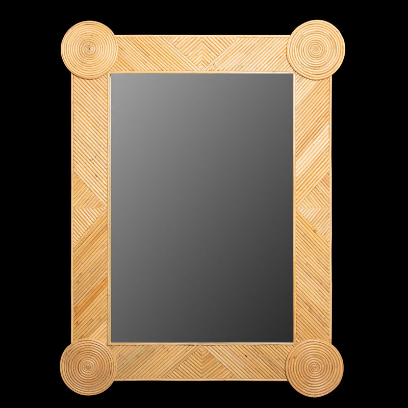 Pencil Reed Rattan Geometric Wall Mirror 43.5"H by Creel and Gow
