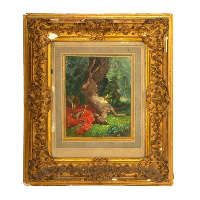 19th-Century Hunting Still Life with Deer and Hunter’s Horn