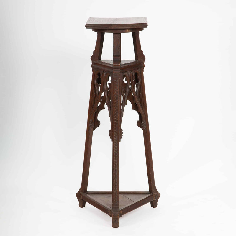 Gothic Revival Carved Oak Rotating Display Stand, 19th Century