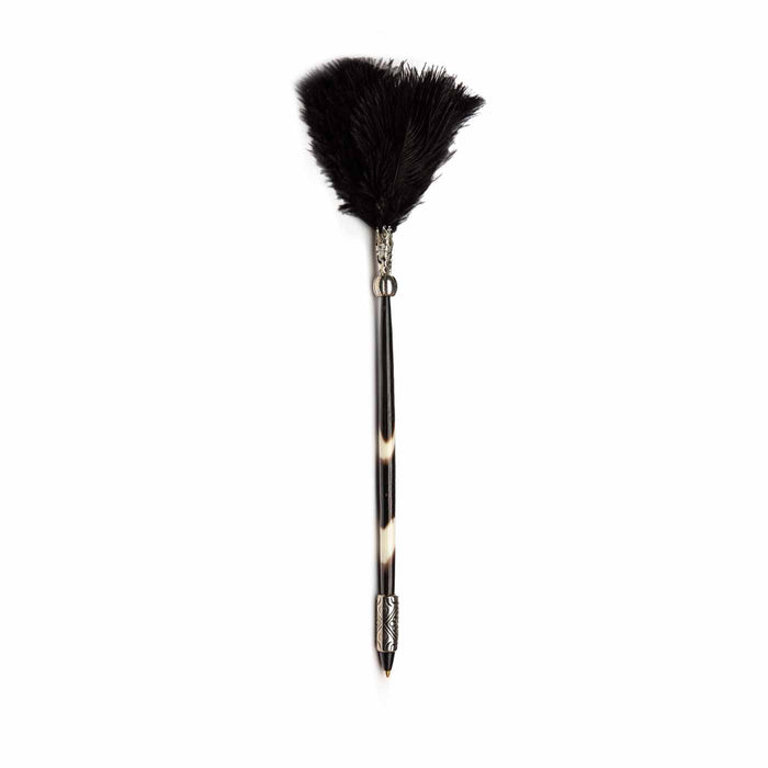 Porcupine Quill Pen W/ Black Feathers
