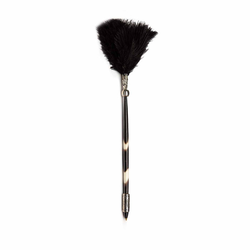 Porcupine Quill Pen W/ Black Feathers
