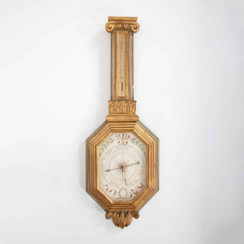 18th Century French Barometer w/ Gilt Octagonal Frame