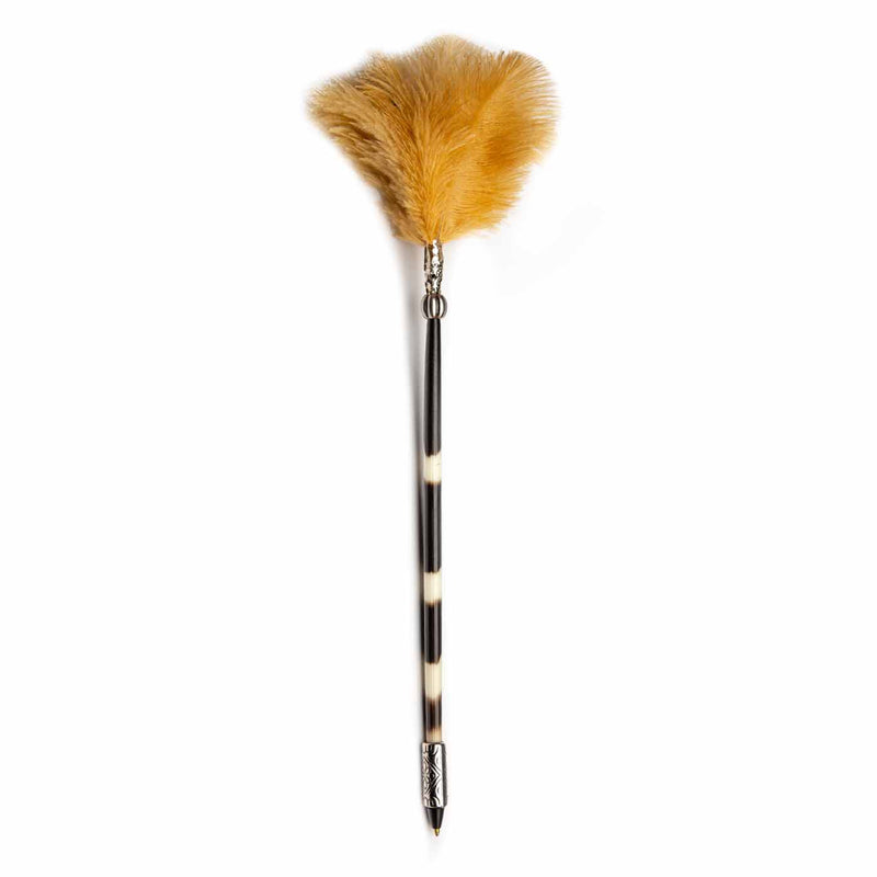 Porcupine Quill Pen W/ Beige Feathers